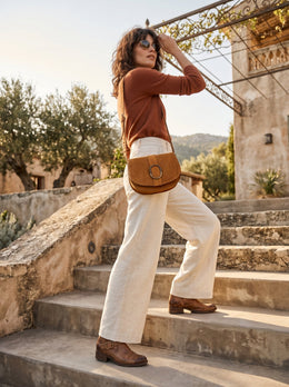 The Vintage Suede Saddle Crossbody by Cabrini Luxury - Cabrini - Elegance Perfected