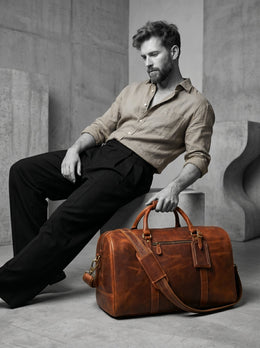 The Voyager Vintage Leather Duffle Bag - Cabrini - Elegance Perfected