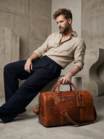 The Voyager Vintage Leather Duffle Bag - Cabrini - Elegance Perfected
