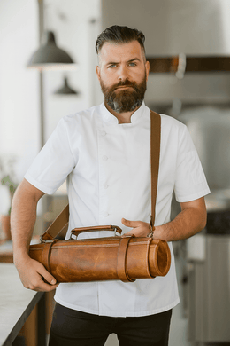 Top Grain Leather Knife Roll – 10 Slot Chef Tool Wrap - Cabrini - Elegance Perfected