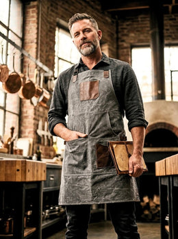 Turin Waxed Canvas Apron - Ash Grey - Cabrini - Elegance Perfected