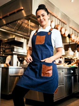 Turin Waxed Canvas Apron - Navy Blue - Cabrini - Elegance Perfected
