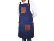 Turin Waxed Canvas Apron - Navy Blue - Cabrini - Elegance Perfected