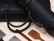 Tuscania Chef Knife Roll & Carry Bag – Raven Black (Top Grain Leather) - Cabrini - Elegance Perfected