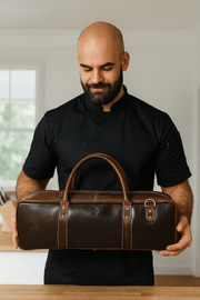 Tuscania Leather Knife Roll & Bag Combo - Penny Brown - Cabrini - Elegance Perfected