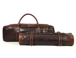 Tuscania Leather Knife Roll & Bag Combo - Penny Brown - Cabrini - Elegance Perfected