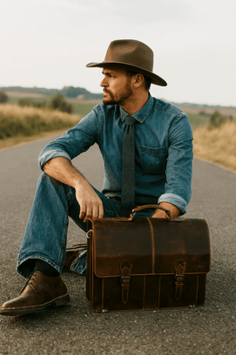 Vintage Leather Messenger Bag – Handcrafted Travel Organizer - Cabrini - Elegance Perfected